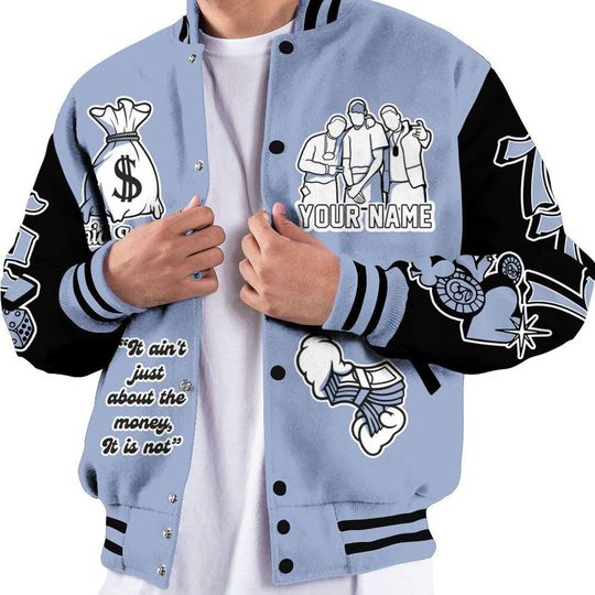 Black Metallic 5s Varsity Jacket, Streetwear Varsity Jacket, Hip Hop Varsity Jacket, Paid In Full Baseball Varsity Jacket Custom Name Varsity Jackets
