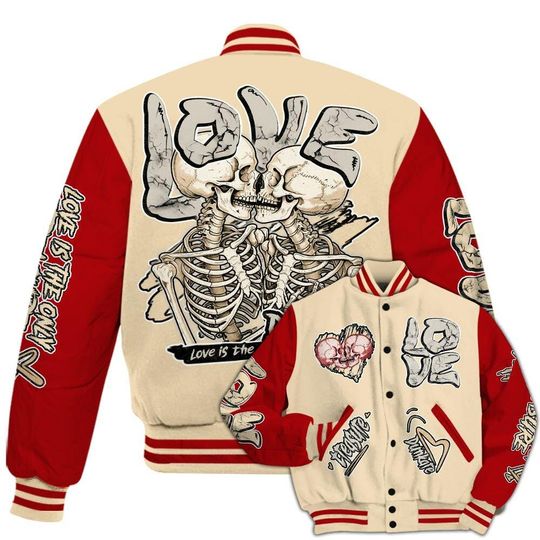 Dunk Low Strawberry Waffle Varsity Jacket, Streetwear Varsity Jacket, Hip Hop Varsity Jacket, Skull Love Varsity Jackets