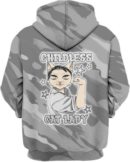 Dunkare Retro Black Wolf Grey 12s 3D Hoodie, 12 Black Wolf Grey Hoodie - Childless Kat Lady All Over Print Unisex Hoodie