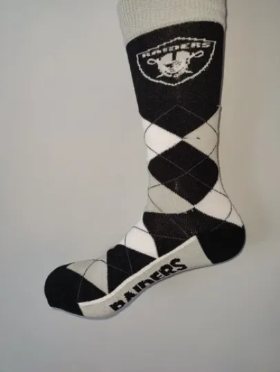 Las Vegas Raiders Mens Argyle football Team Crew Dress Socks Large