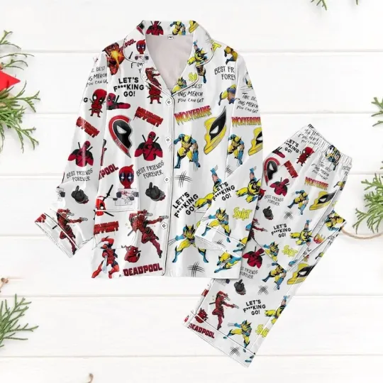 Deadpool Wolverine Pajamas Set, Deadpool Besties Pajamas, Spider Man Pajama Pant