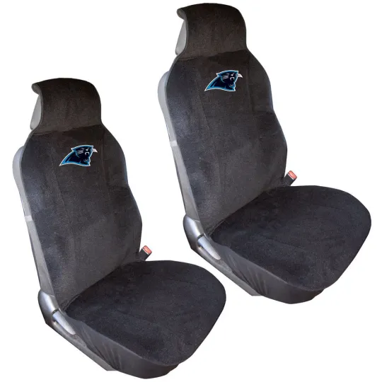 New 2pc football Carolina Panthers Car Truck Front Sideless Seat Covers Set