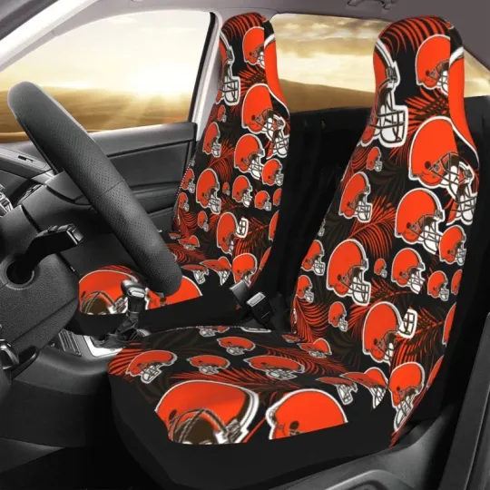 2pcs Cleveland Browns Elastic Car Seat Covers Printed Seat Cover Universal