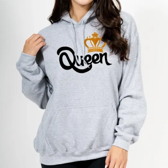 KING QUEEN Hoodie Matching Couple Valentines Day Gift