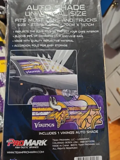 Minnesota Vikings Car Sun&nbsp;Shade  SIZE 27.5 IN × 58 IN