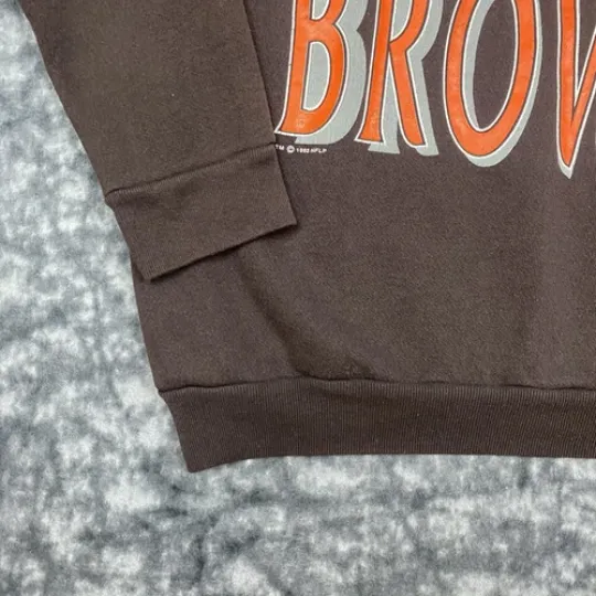 1992 Logo 7 Cleveland Browns Crewneck Mens Size L Vintage 3D Spell Out Pullover