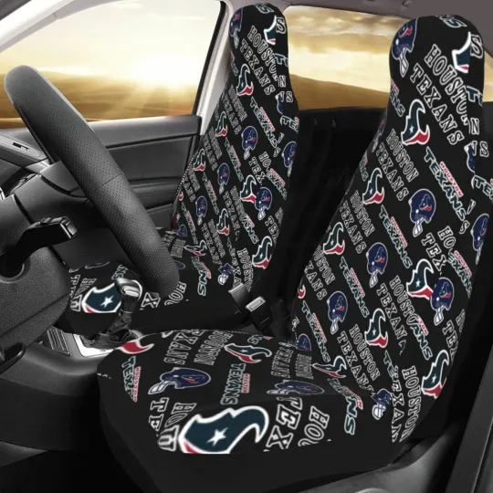 2pcs Car Seat Covers Universal Houston Texans Car Front Rear Protectors Decor
