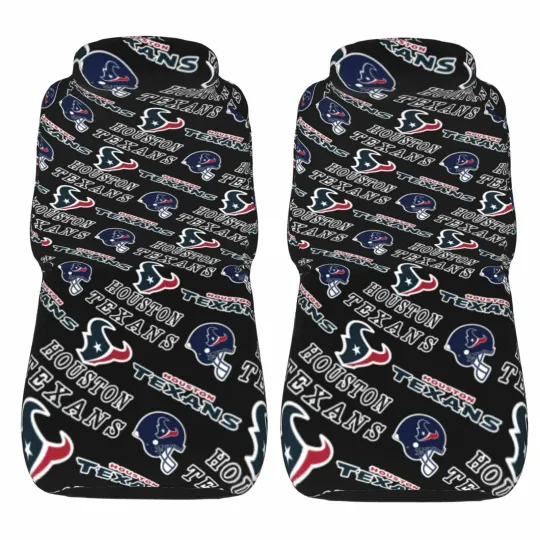 2pcs Car Seat Covers Universal Houston Texans Car Front Rear Protectors Decor
