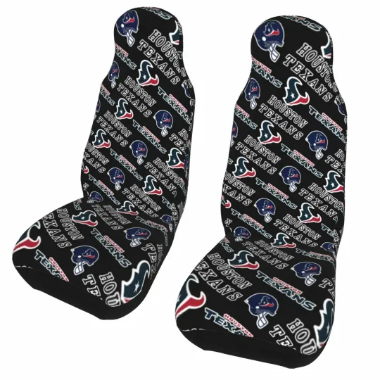 2pcs Car Seat Covers Universal Houston Texans Car Front Rear Protectors Decor