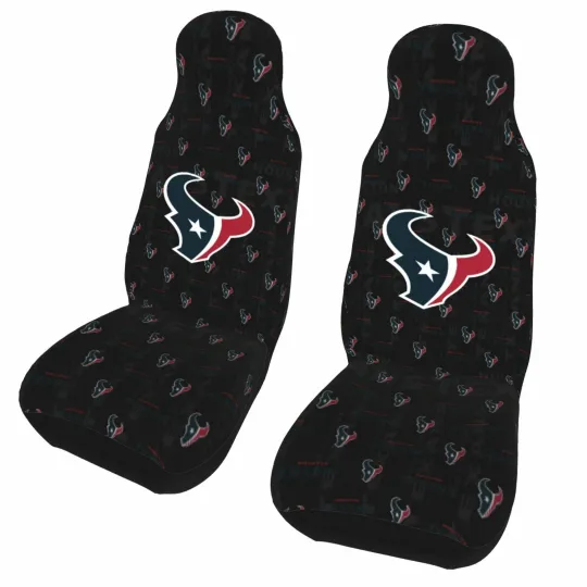 2pcs Car Seat Covers Universal Houston Texans Car Front Rear Protectors Decor