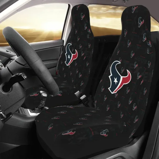 2pcs Car Seat Covers Universal Houston Texans Car Front Rear Protectors Decor