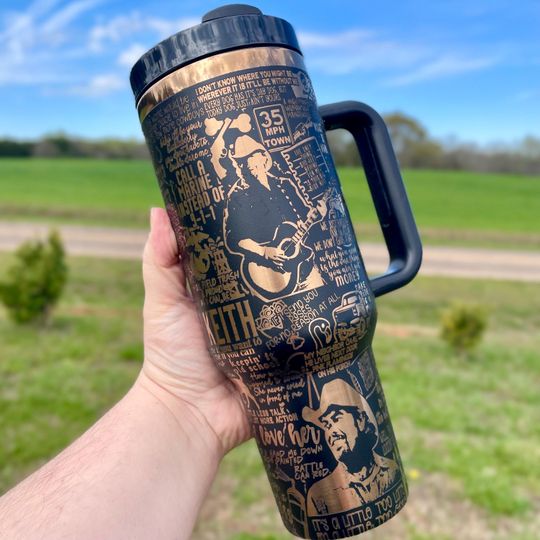 Laser Engraved Toby Keith 40oz Tumbler with Handle