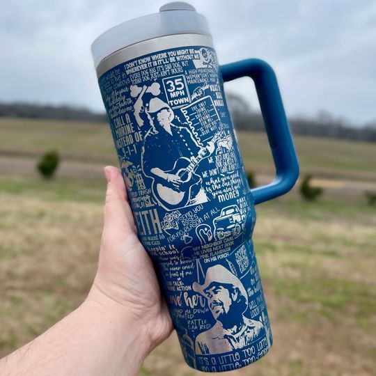 Laser Engraved Toby Keith 40oz Tumbler with Handle