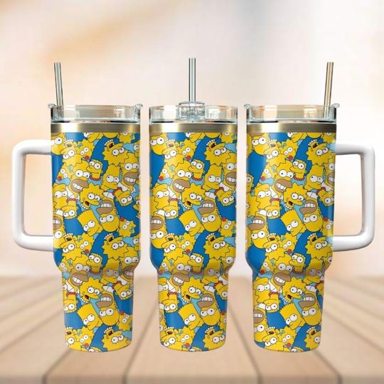 Simpsons 40oz Tumbler, Homer Family Cartoon Cup, Funny Coffee Mug, Gift for Fans