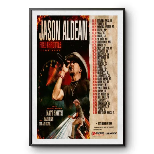 Jason Aldean Fall Throttle Tour 2025 Poster
