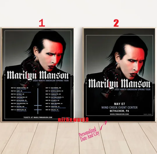 Custom Marilyn Manson 2025 North American Spring Tour Poster