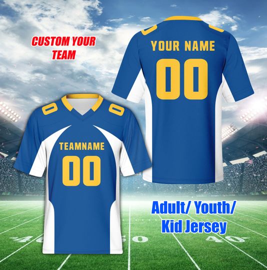 Personalized Name Football Team Jersey, Custom Color College Football Jersey, Game Day Jersey