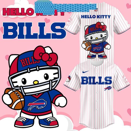 Buffalo Bills Hello Kitty Celebrating 50th Anniversary Baseball Jersey, Gift For Her Him