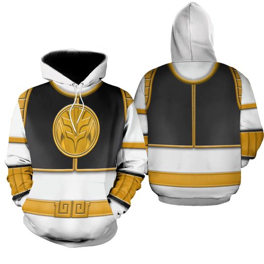 White Ranger Mighty Morphin Hoodies Sweatshirt Tshirt, Mighty Morphin Power Rangers Cosplay Hoodie Jogger, Super Hero Custome, Boy Gift