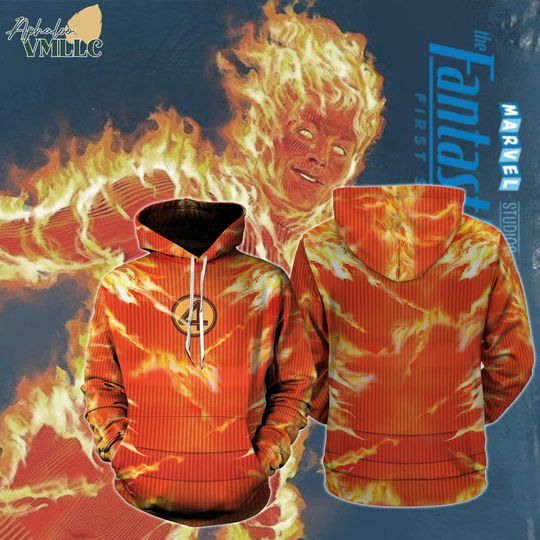 The Fantastic Four Human Torch All Over Print Hoodie, Fantastic Four First Steps Shirt