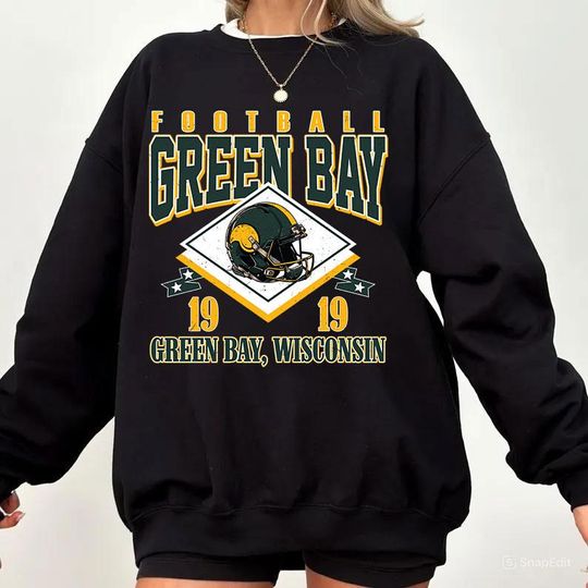 Discover Vintage style Green Bay Football Sweatshirt,Sunday Football Shirt, 90s Style Sports Fan Sweater, Unisex Cozy Crewneck, Football shirt