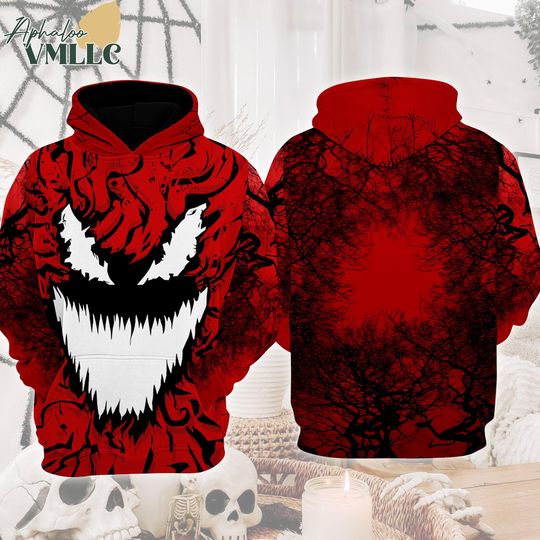 Discover Venom Carnage Cosplay 3D Hoodie, Villain 3D Costume Sweatshirt