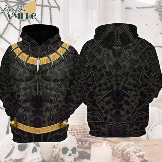 Black Panther Superhero Halloween Costume Hoodie, Black Panther King Sweatshirt