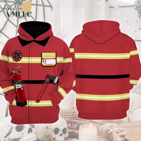 Discover Firefighter Costume Hoodie, All Over Print Zip Hoodie, Firefighter Costume, Firefighter Job Fan Gift,Station 118  9-1-1 Firefighter Inspired