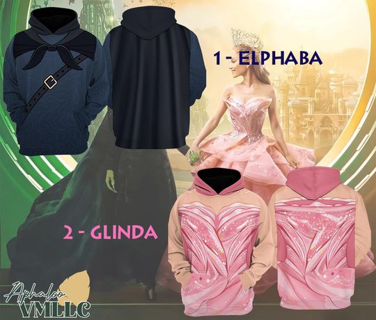 Discover Wicked The Musical Costume, Elphaba and Glinda Hoodie, Glinda and Elphaba Matching Shirt