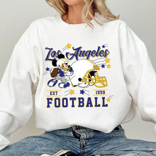Discover Vintage Los Angeles Football Sweatshirt, Retro Cartoon Graphic Pullover, 90s Style Sports Fan Sweater, Unisex Cozyt Crewneck, Football shir