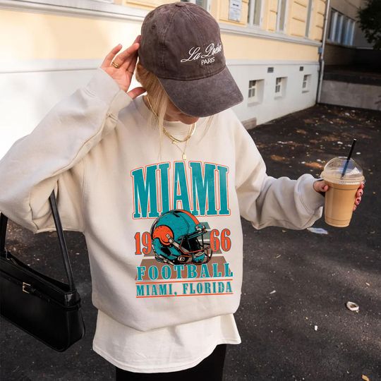 Vintage Miami Football Sweatshirt, Sunday Football Sweatshirt, Sports Fan Sweater