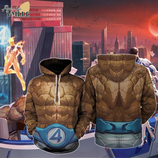 Fantastic Four The Thing 3D Full Over Print Hoodie, Ben Grimm Cosplay