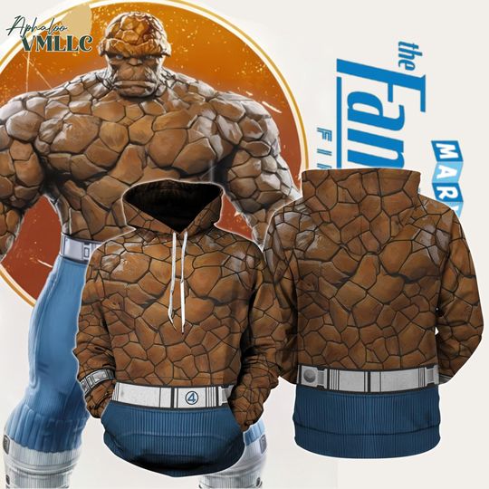 The Fantastic Four The Thing All Over Print Hoodie, Fantastic Four First Steps