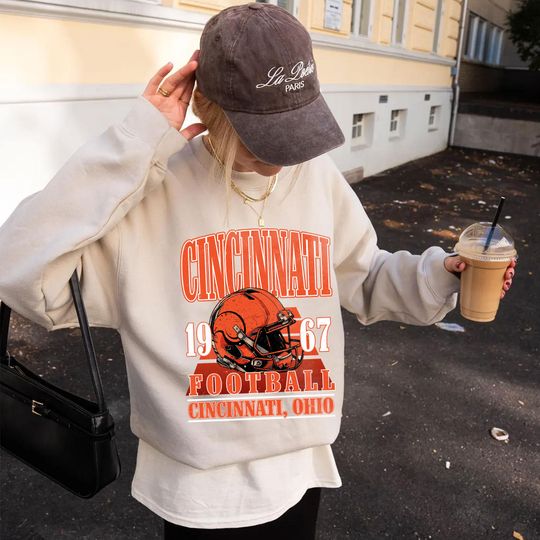 Discover Vintage 90s Style Cincinnati Football Sweatshirt, Retro Sports Fan Shirt, Trendy Game Day, Cincinnati Sweatshirt, Cincinnati Football Shirt