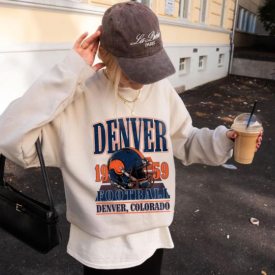 Vintage Denver Broncos Football Team Sweatshirt, Game Day Sweatshirt, Sports Fan Sweater