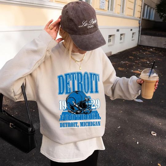 Discover Vintage Detroit Football Team Sweatshirt, Game Day Sweatshirt, Sports Fan Sweater