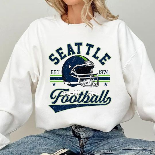 Discover Vintage Seattle Football Team Sweatshirt, Game Day Sweatshirt, Sports Fan Sweater
