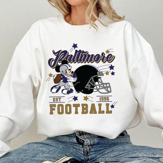 Discover Vintage Baltimore Football Sweatshirt, Retro Cartoon Graphic Pullover, 90s Style Sports Fan Sweater, Unisex Cozy Crewneck, Football shirt