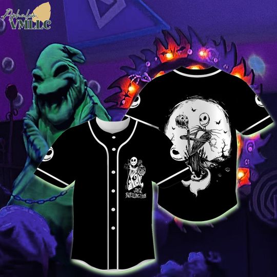 Discover Jack Skellington Halloween Baseball Jersey, Nightmare before Christmas Baseball Shirt, Spooky Halloween Jersey, Skellington Halloween Shirt
