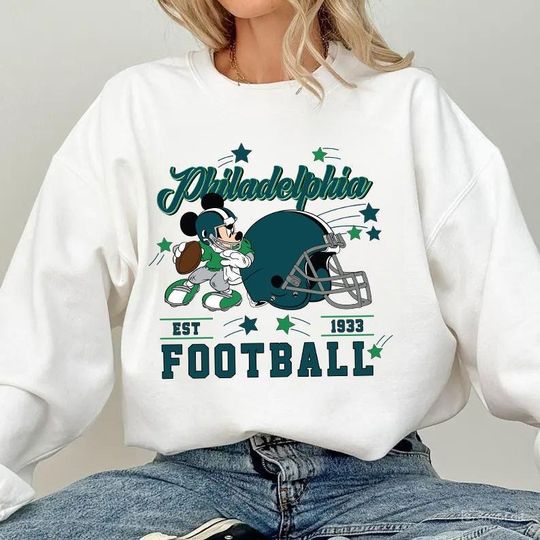 Discover Vintage Philadelphia Football Sweatshirt, Retro Cartoon Graphic Pullover, 90s Style Sports Fan Sweater, Unisex Cozyt Crewneck, Football shir