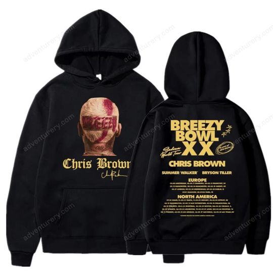 Discover Rapper Chris Brown Breezy Bowl XX Concert Hoodies Hip Hop Fashion Men Women Sweatshirt