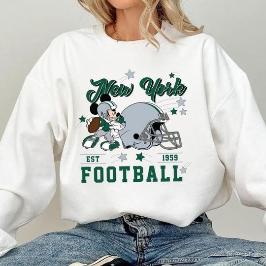 Discover Vintage New york Football Sweatshirt, Retro Cartoon Graphic Pullover, 90s Style Sports Fan Sweater, Unisex Cozyt Crewneck, Football shir