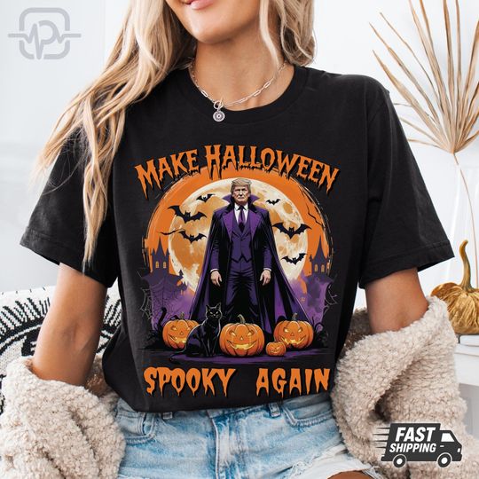 Discover Trump Halloween Shirt, Make Halloween Spooky Again Dracula Tee, Funny Political Gift, Goth Holiday, Multiple Colors & Sweater Option