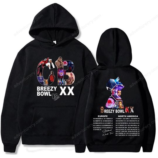 Chris Brown CB Hoodie Harajuku Pullover Breezy Bowl XX Tops Man Woman Fans Gift