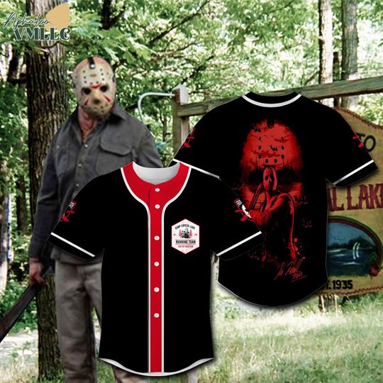 Discover Jason Voorhees Horror Baseball Jersey, Friday The 13Th Halloween Horror Movie Shirt, Halloween Baseball Jersey, Spooky Season Shirt