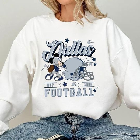 Discover Vintage Dallas Football Sweatshirt, Retro Cartoon Graphic Pullover, 90s Style Sports Fan Sweater, Unisex Cozyt Crewneck, Football shirt