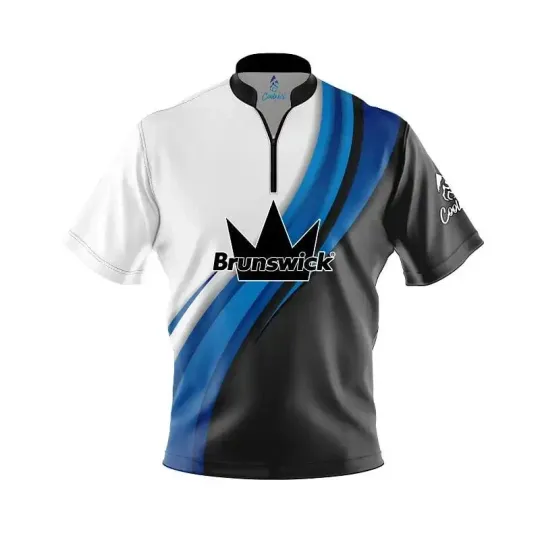 Discover Brunswick Blue Flutter Fast Track CoolWick Bowling Jersey