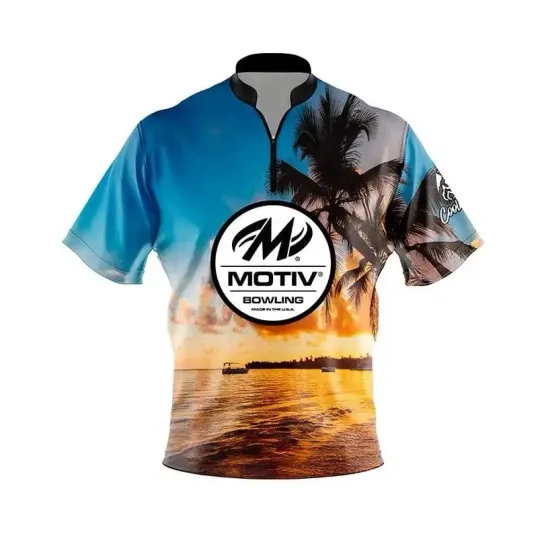 Discover Motiv Sunset Palm Trees Fast Track CoolWick Bowling Jersey