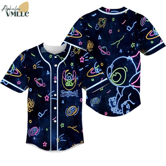 Discover Neon Stitch Baseball Jersey, Neon Stitch Baseball Shirt, Cute Stitch Jersey Shirt