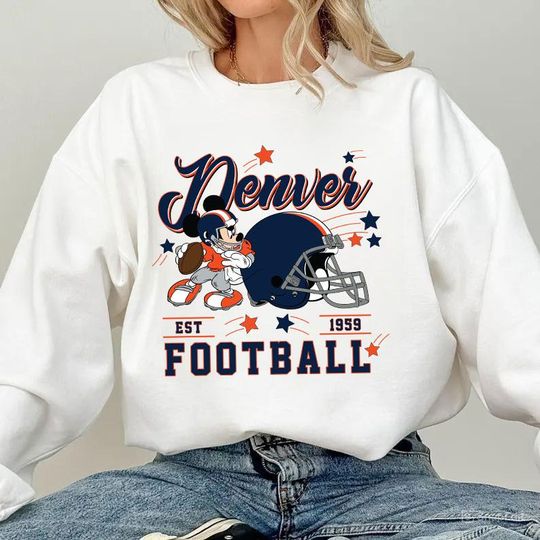 Discover Vintage Denver Football Sweatshirt, Retro Cartoon Sweatshirt, Sports Fan Sweater